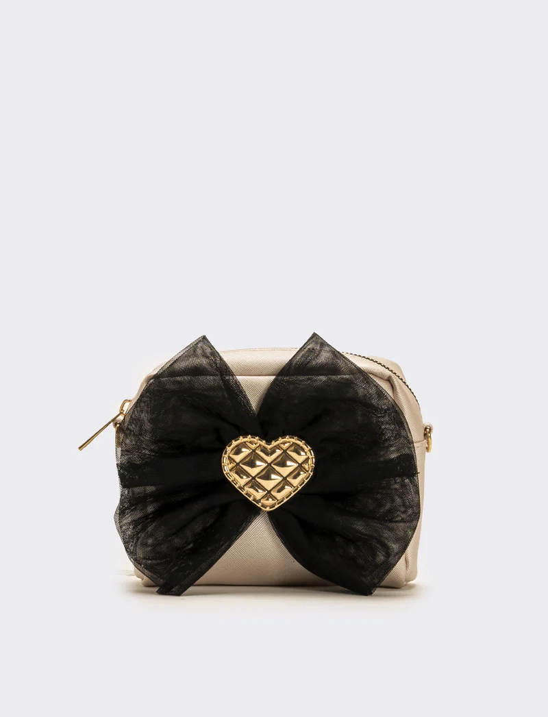 Borsa bambina tracolla con fiocco - Nero