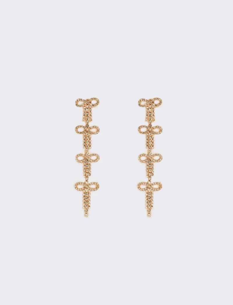 Orecchini fiocchi in strass - Oro rosa