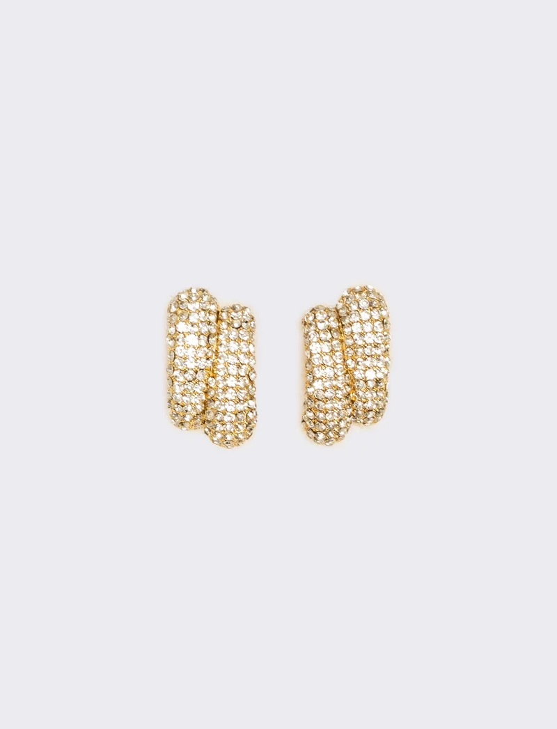 Orecchino rigido con strass - Oro