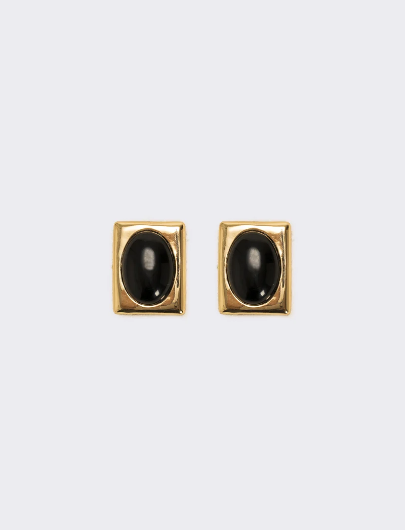 Orecchini bottoni con clips - Nero
