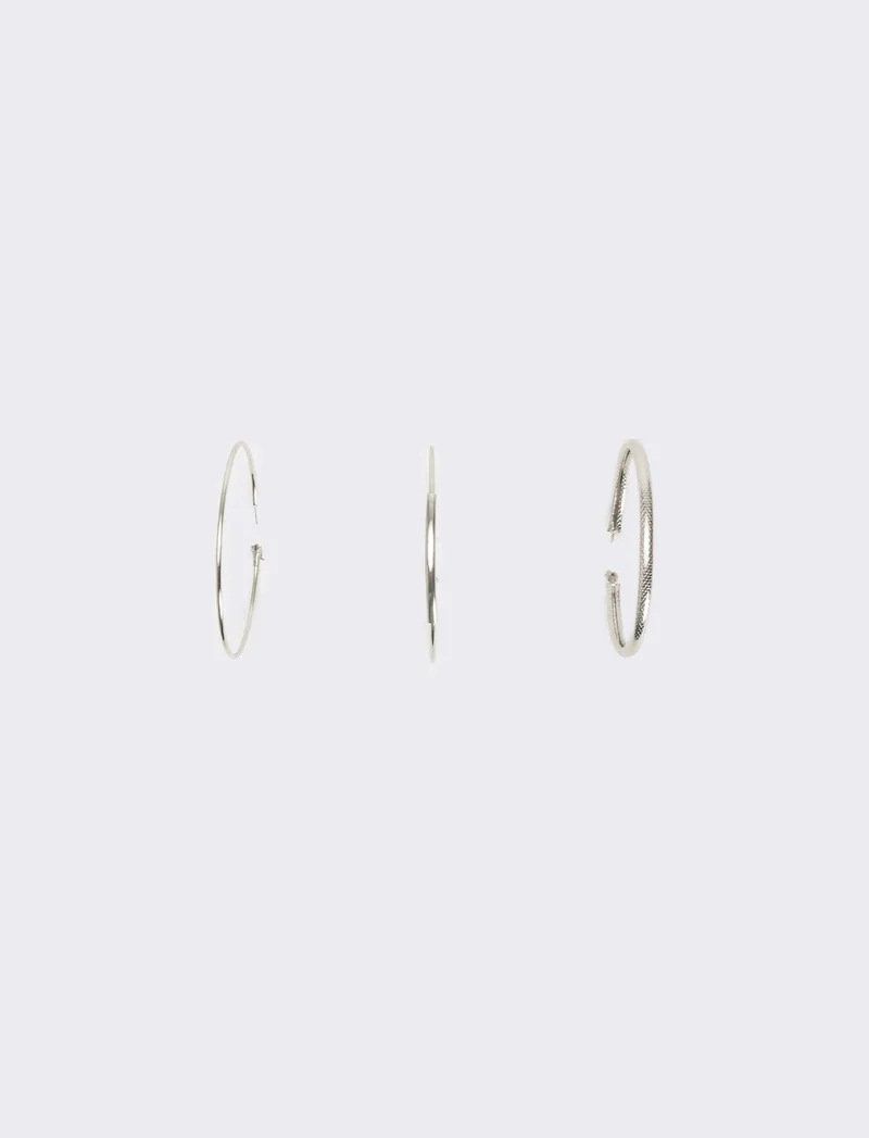 Orecchini 3 pezzi cerchi grandi - Argento