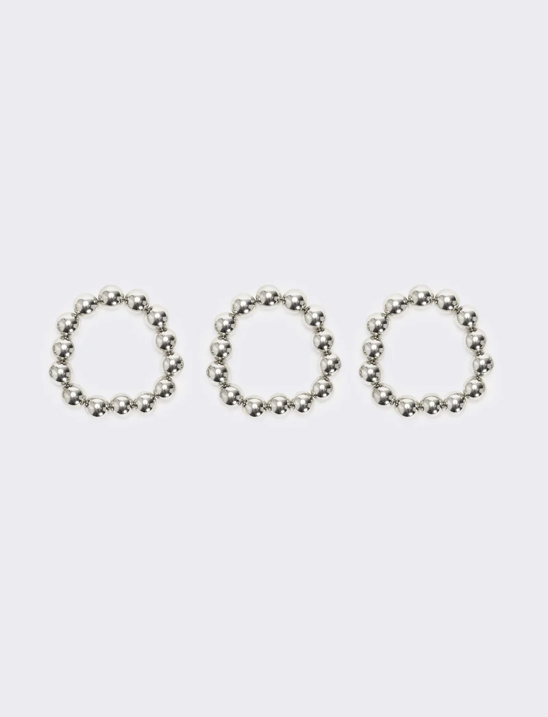 Card 3 bracciali perle metal - Argento