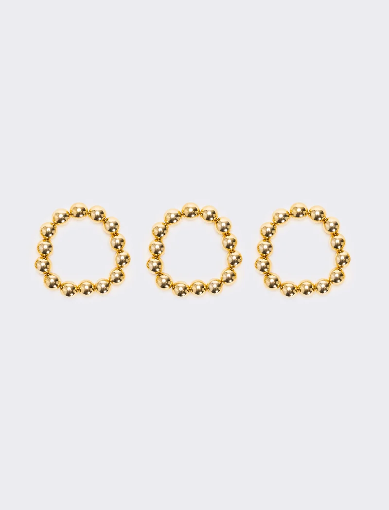 Card 3 bracciali perle metal - Oro