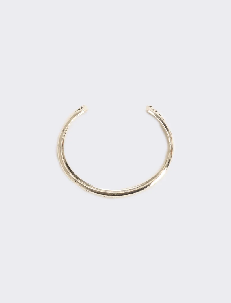 Bracciale rigido bombato con dettagli - Argento