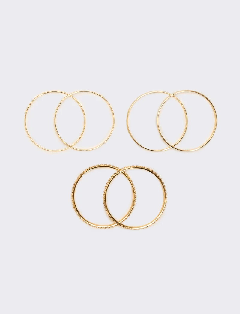 Sei bracciali rigidi con strass - Oro
