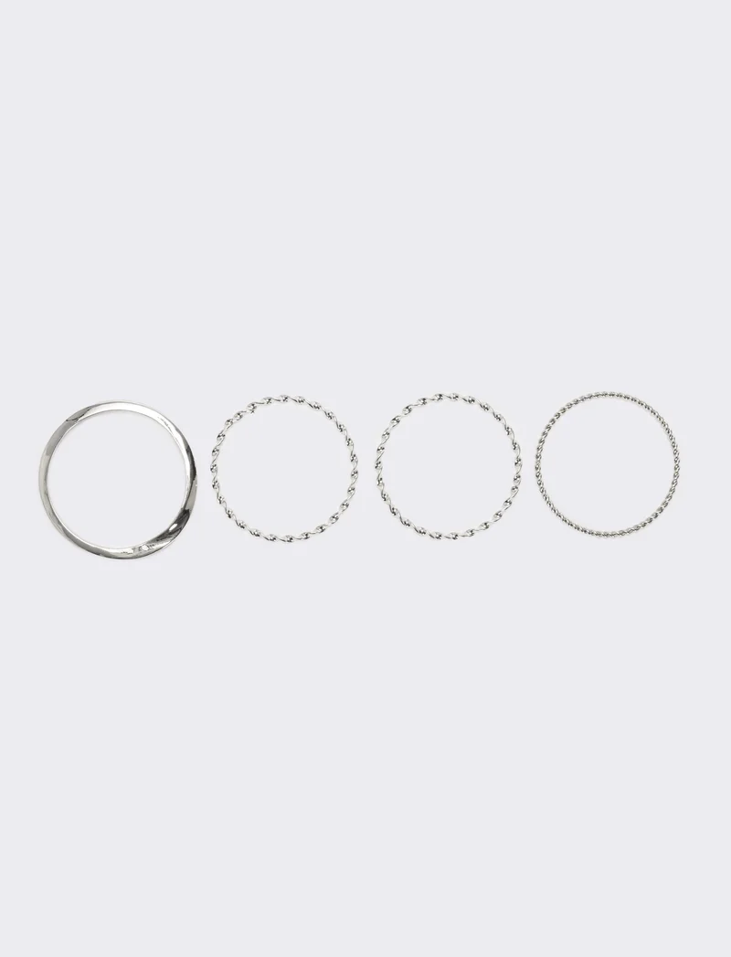 Card 4 bracciali a spirale e liscio - Argento