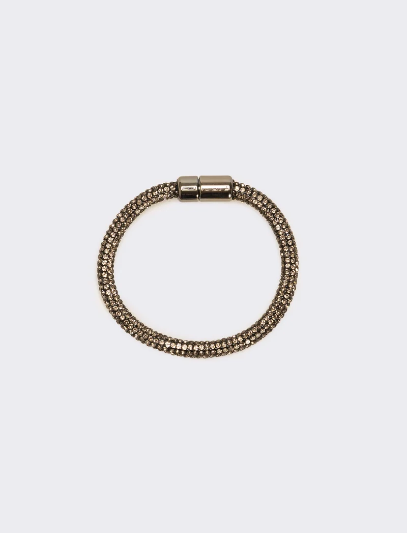 Bracciale strass chiusura a calamita - Nero