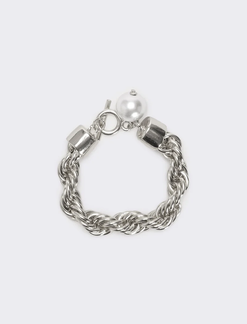 Bracciale torciglione con perla - Argento