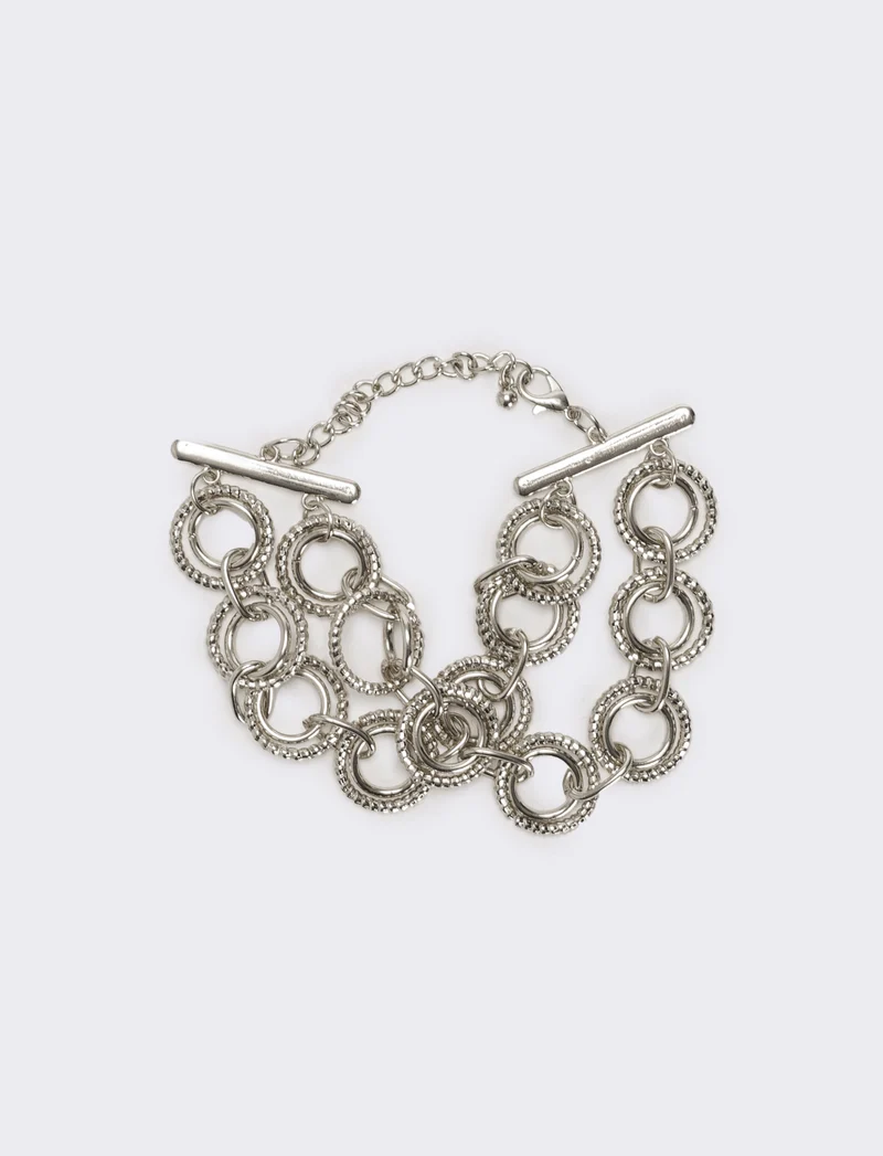 Bracciale doppio filo con cerchi - Argento