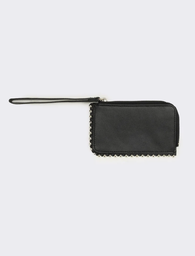 Portacarte con borchie rettangolare - Nero