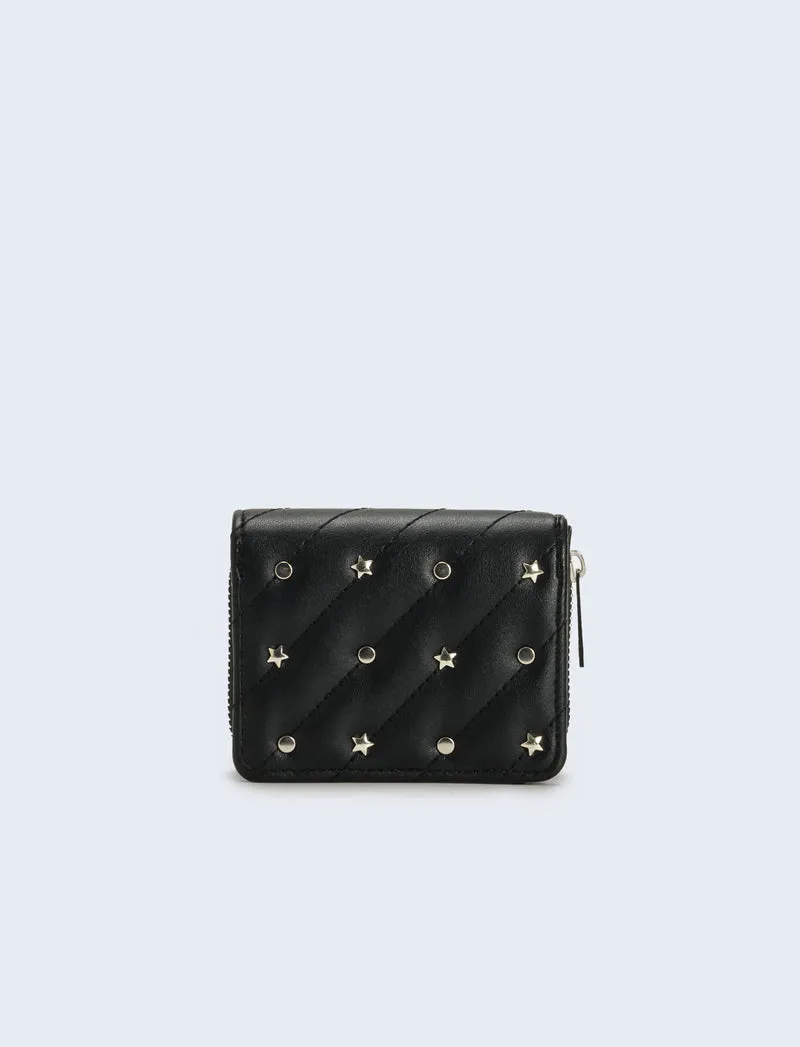 Portafogli con stelline laminato - Nero