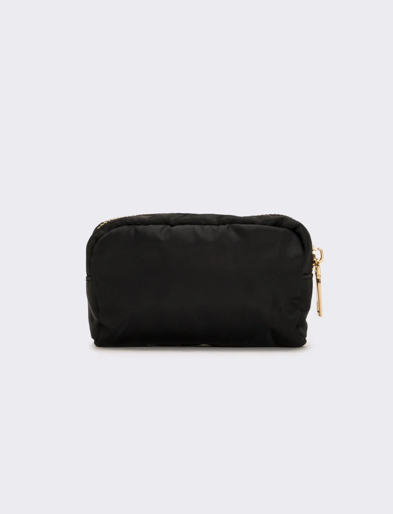 Portamonete donna in nylon con zip - Nero