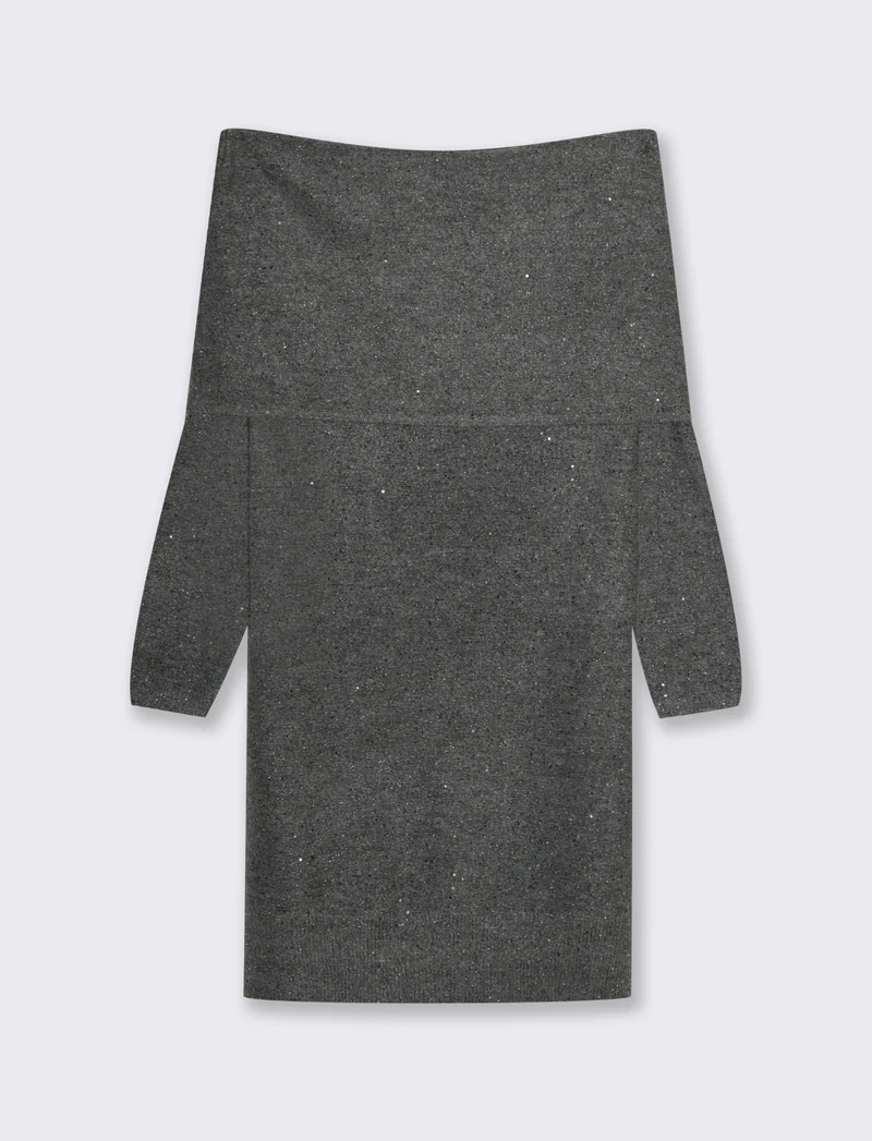 VESTITO OFF SHOULDER - Grigio mel.