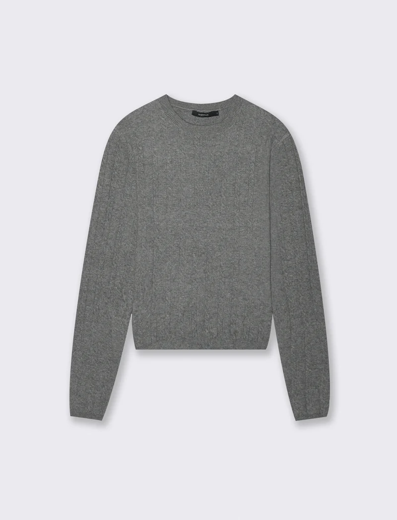 PULLOVER A TRECCE - Grigio melange