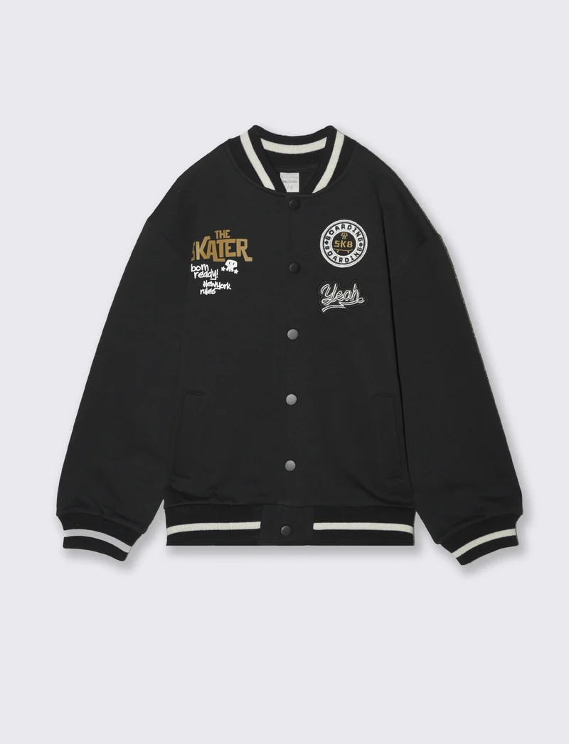 Felpa modello varsity skull. - Nero