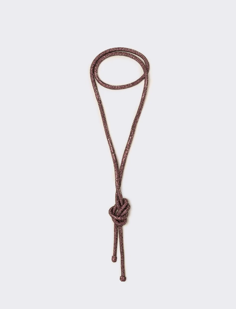 Collana strass lunga con nodo - Viola