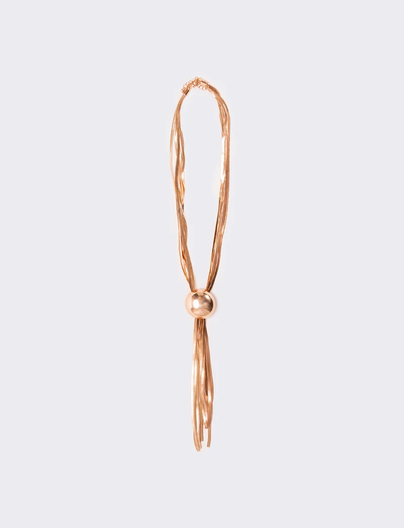 Collana saliscendi con catenine schiacciate - Oro rosa