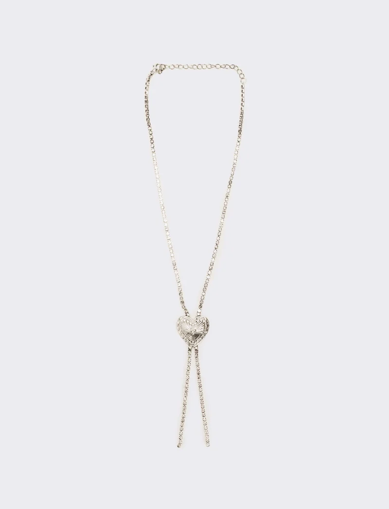 Collana con cuore e strass - Argento