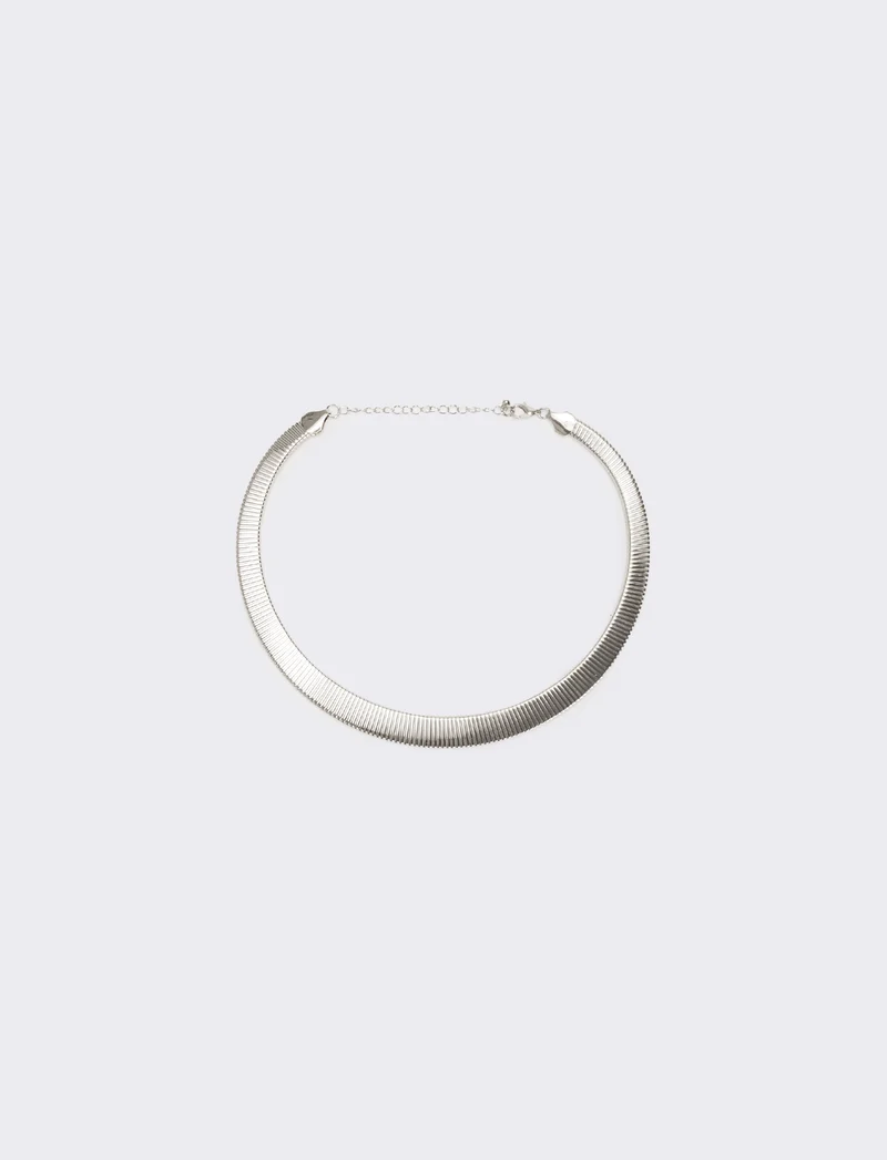 Collana snake schiacciato - Argento