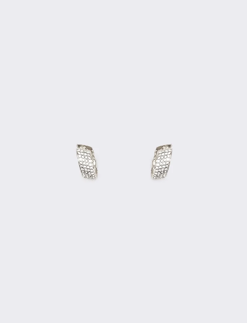 Orecchini mezzo cerchio con strass brillanti - Argento