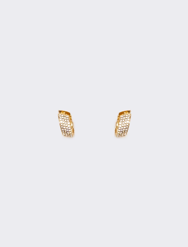 Orecchini mezzo cerchio con strass brillanti - Oro