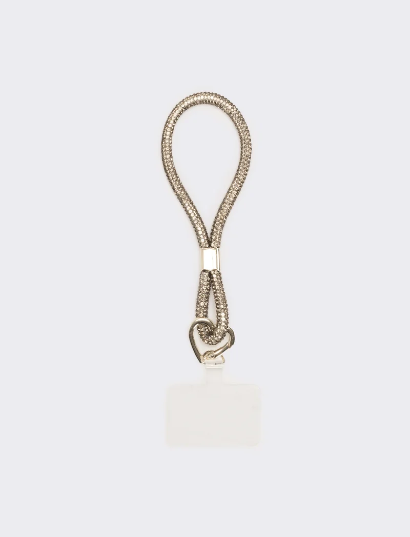 Laccio porta cellulare da polso con strass - Argento