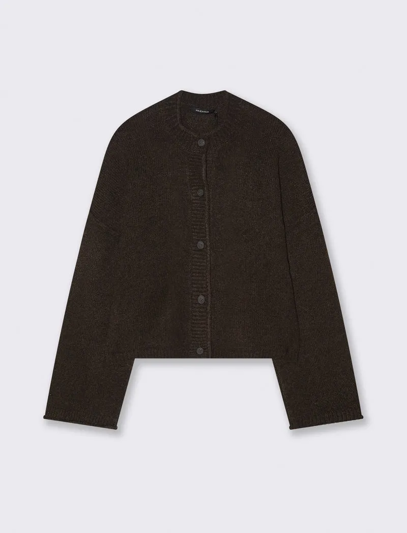 CARDIGAN CON BOTTONI EFFETTO TARTARUGATO - Moro