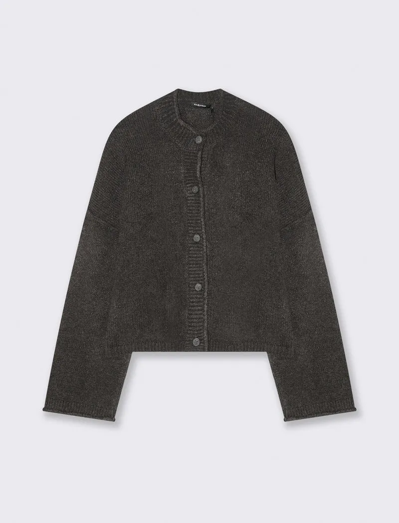 CARDIGAN CON BOTTONI EFFETTO TARTARUGATO - Antracite melange