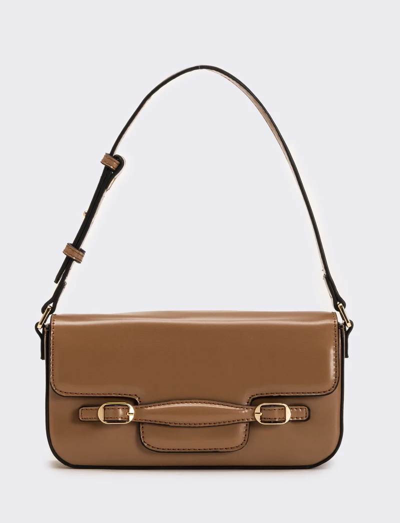 Tracolla donna con pattina - Beige