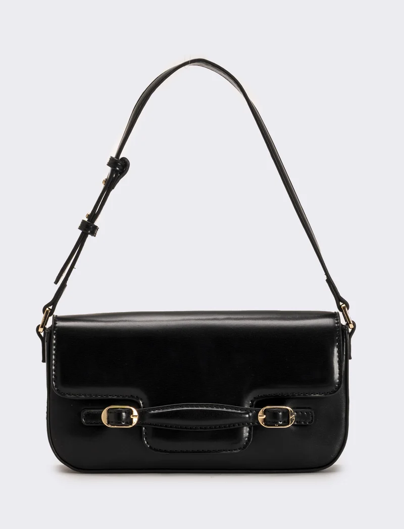 Tracolla donna con pattina - Nero