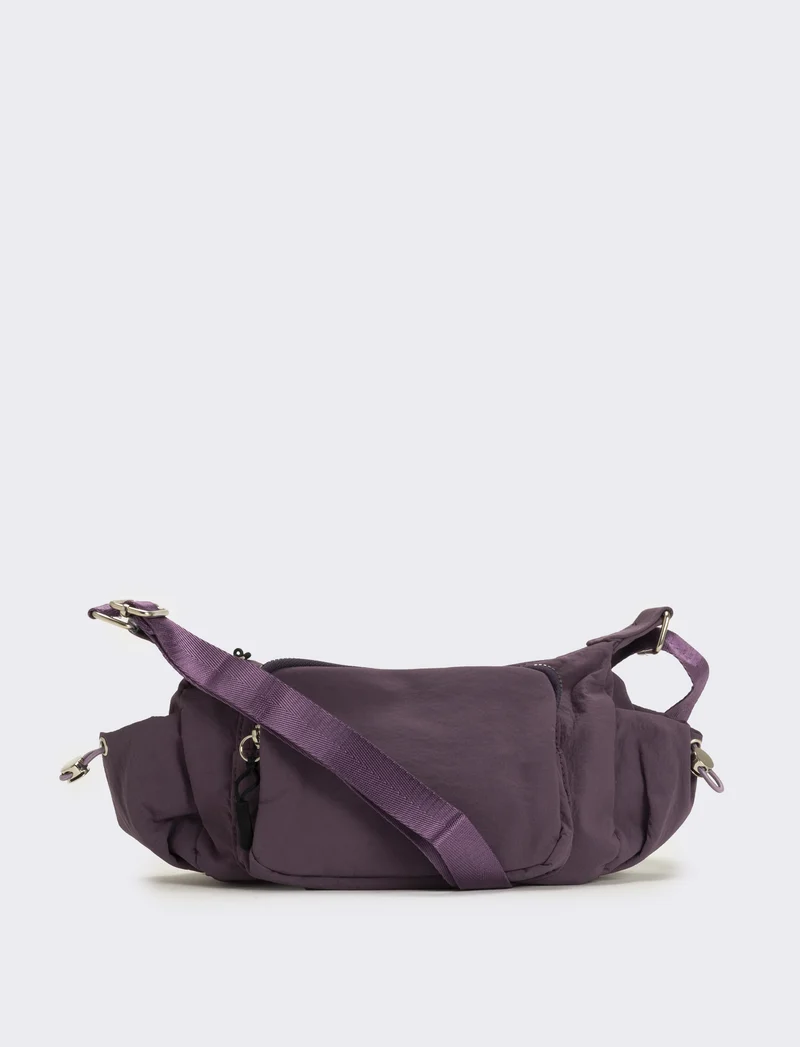 Tracolla donna in nylon con tasche - Viola