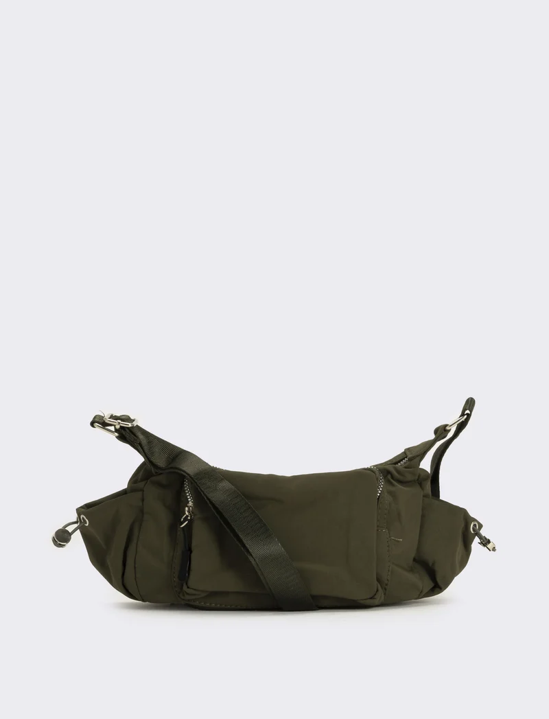 Tracolla donna in nylon con tasche - Verde