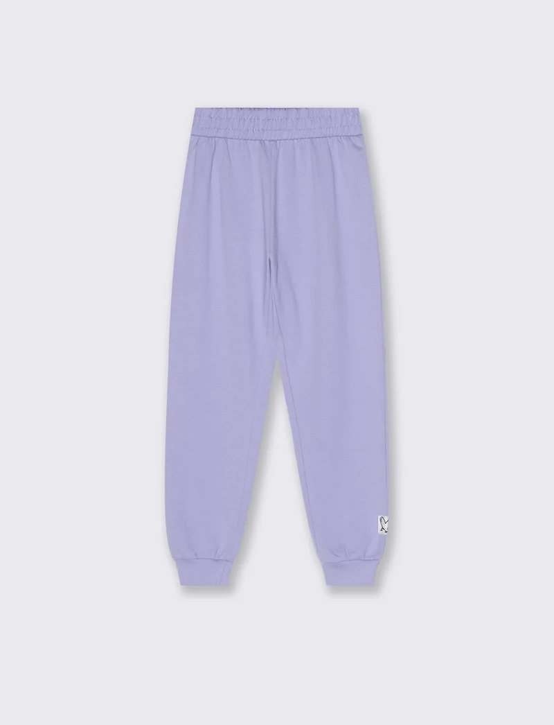 Pantaloni in felpa con elastico - Azzurro