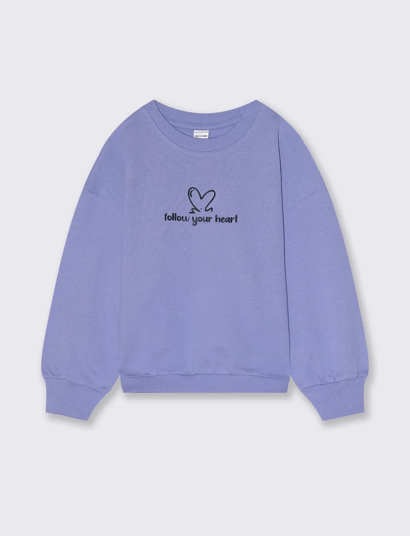 Felpa girocollo in cotone. - Azzurro