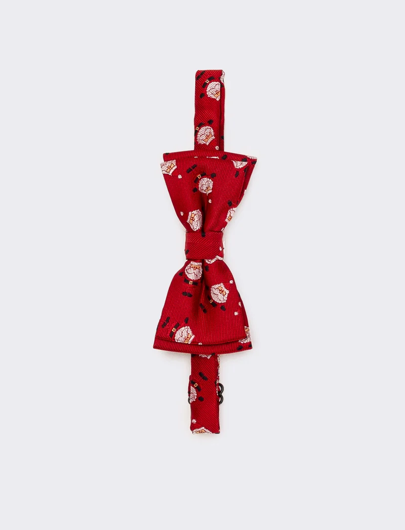 Cravatta papillon bambino natale - Rosso-bianco