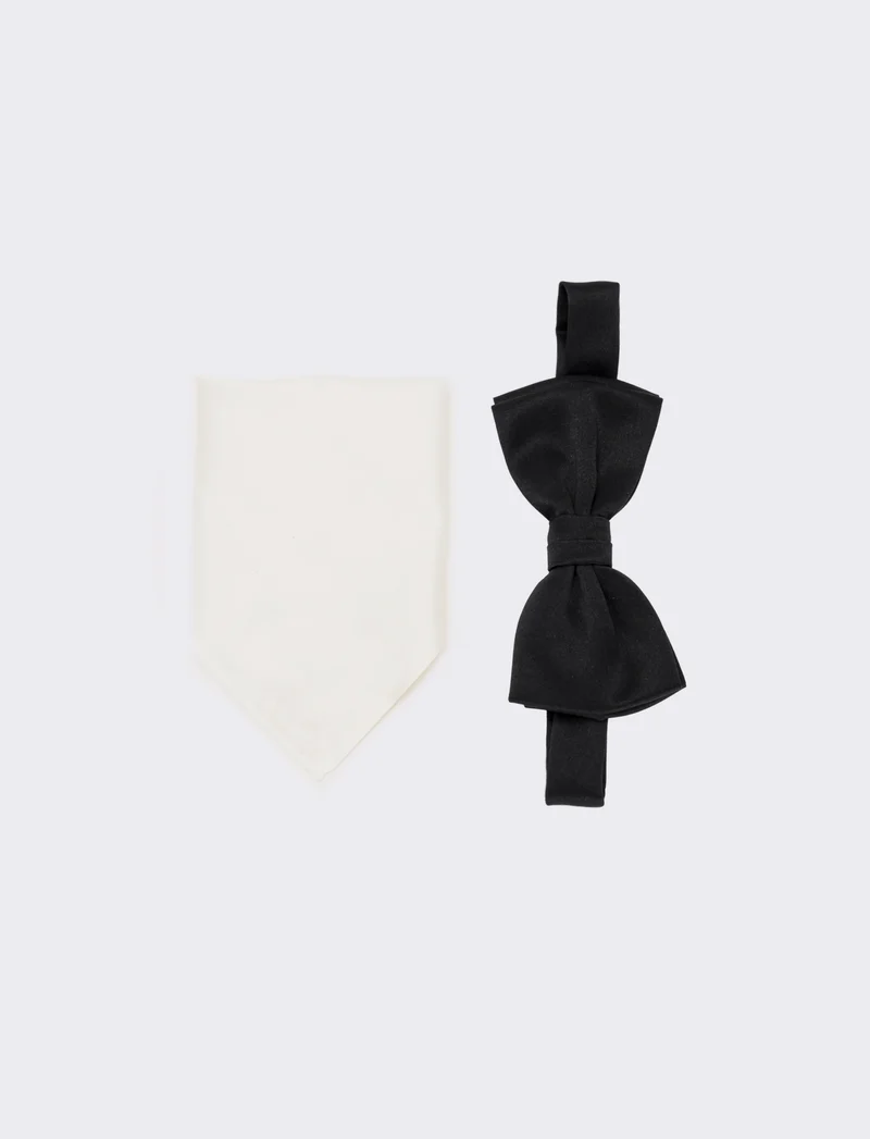 Cravatta uomo papillon+pochette - Nero