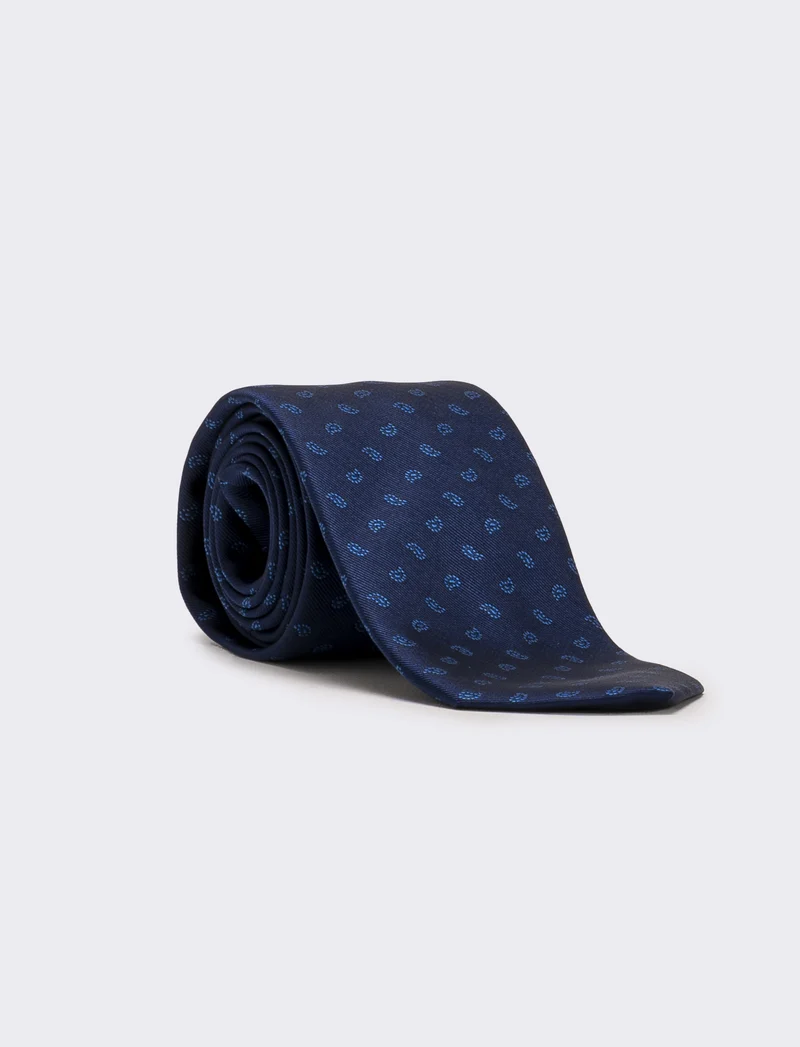 Cravatta uomo fantasia 8cm - Blu royal