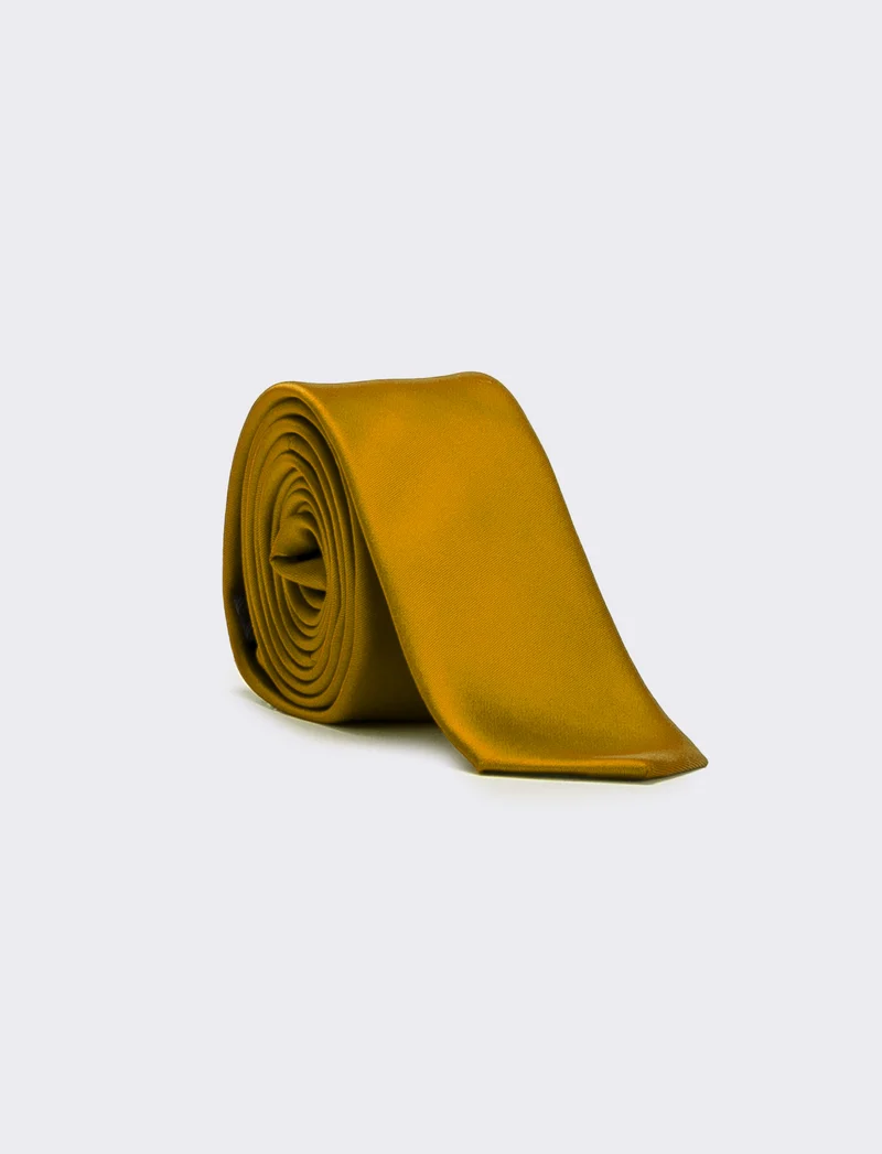 Cravatta uomo raso liscio 5cm - Oro