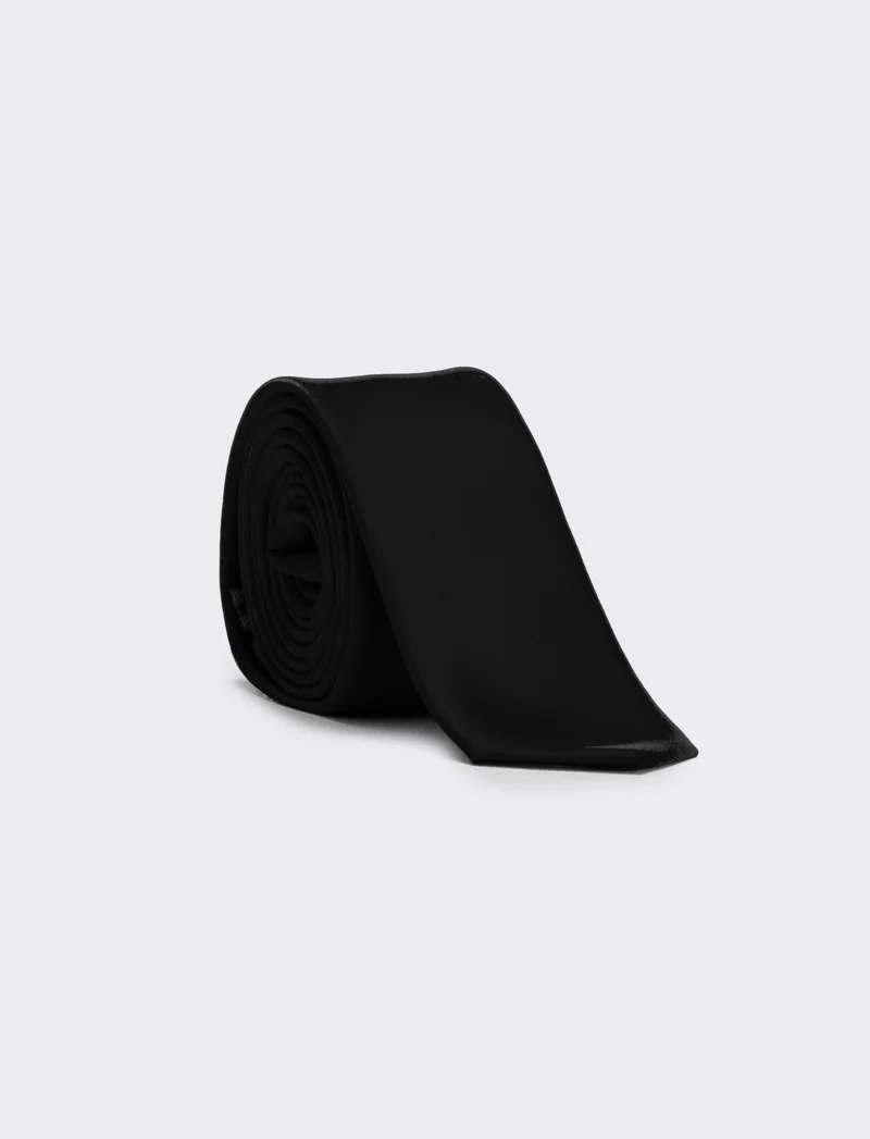 Cravatta uomo raso liscio 5cm - Nero