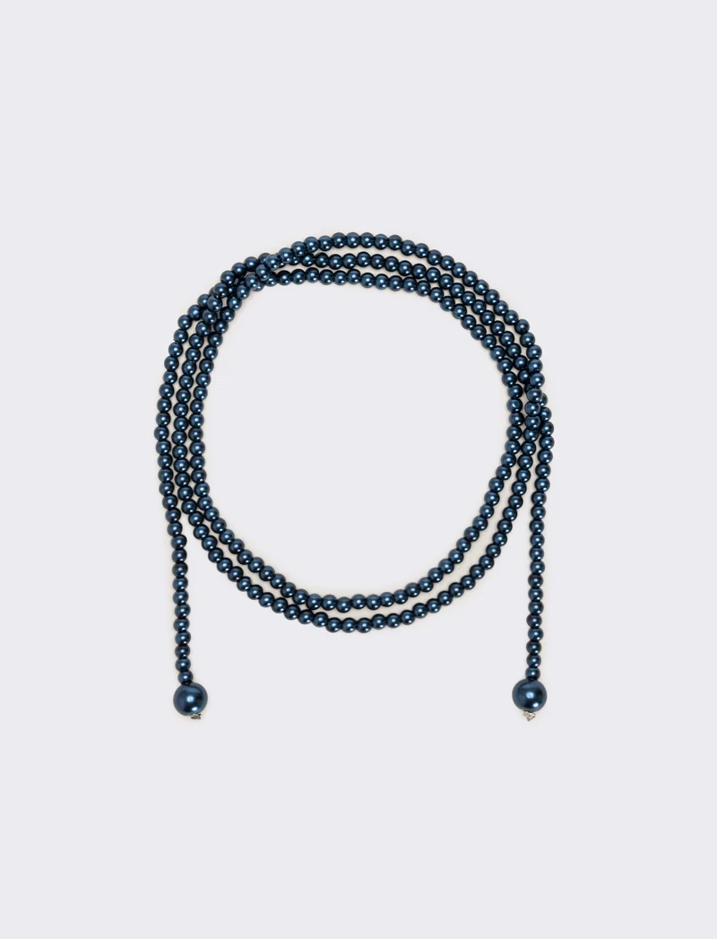 Collana saliscendi con perle eleganti - Blu
