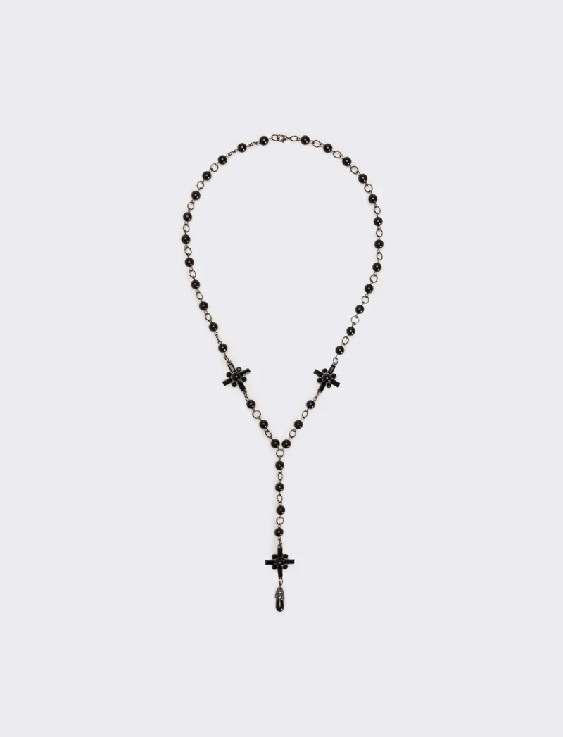 Collana rosario con perle e croci eleganti - canna di fucile