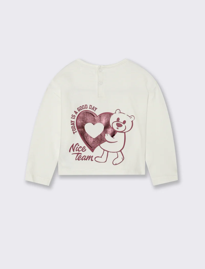 T shirt con stampa brillante - Bianco latte