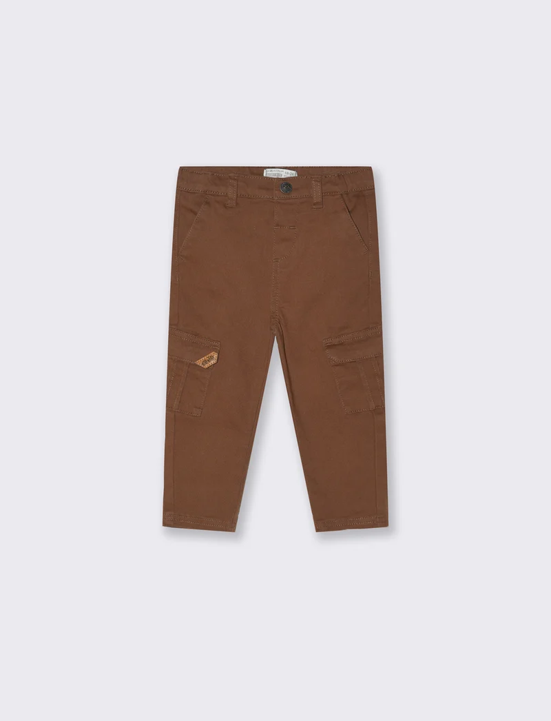 Pantaloni in twill con tasconi - Marrone