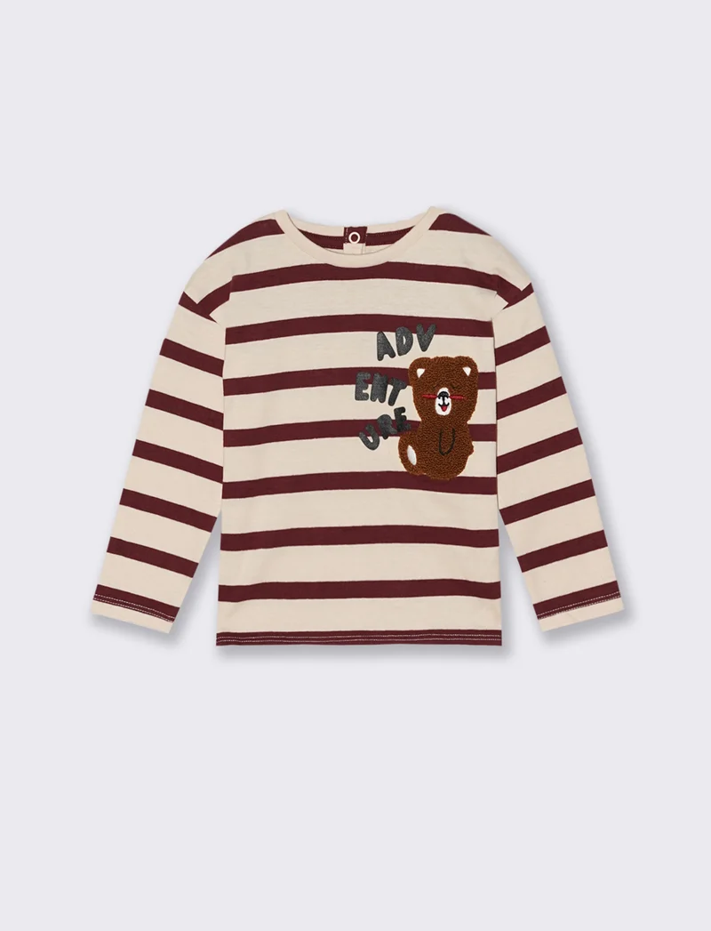 T shirt rigata con orsetto - Righe