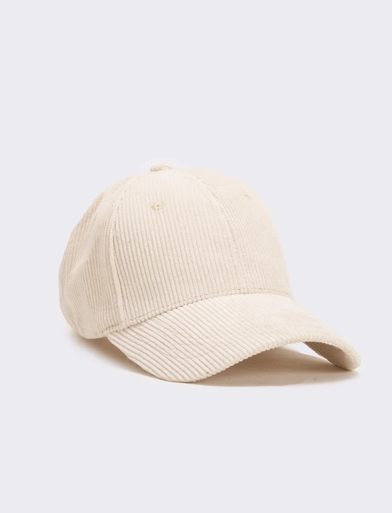 Cappello uomo baseball in velluto - Bianco sporco