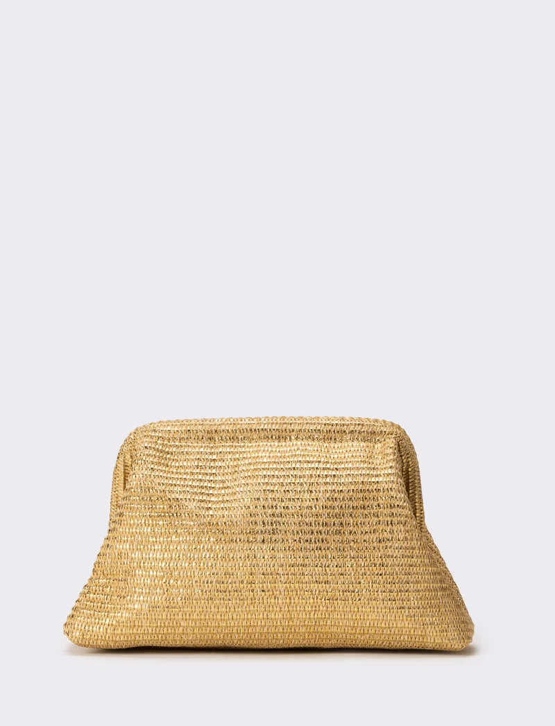 Pochette laminata donna con chiusura bacio - Oro
