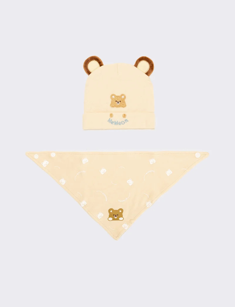 Cuffia e triangolo neonato - Beige