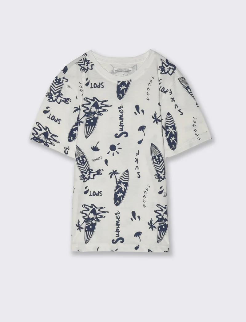 T-shirt all-over in jersey da bambino - Bianco