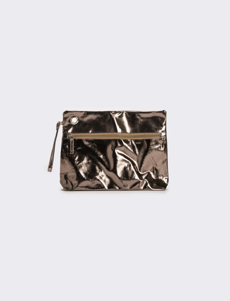 Pochette donna in vernice liscia con maniglia - canna di fucile