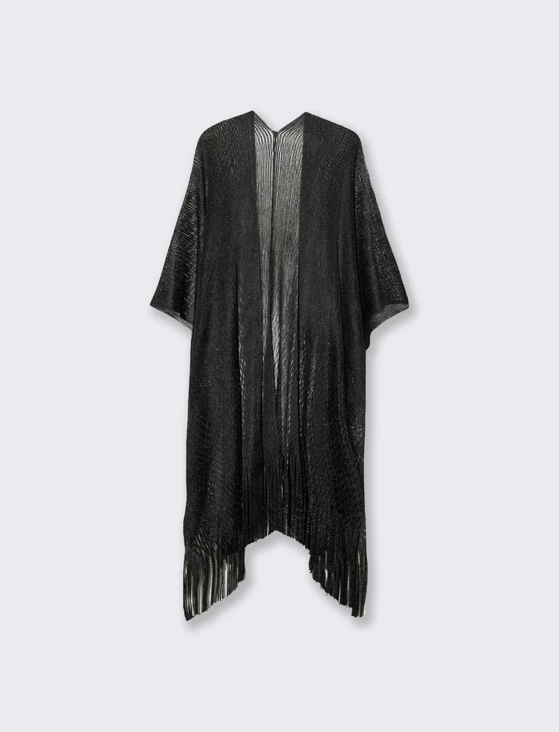 Copricostume donna in rete lurex aperto sul davanti - Nero